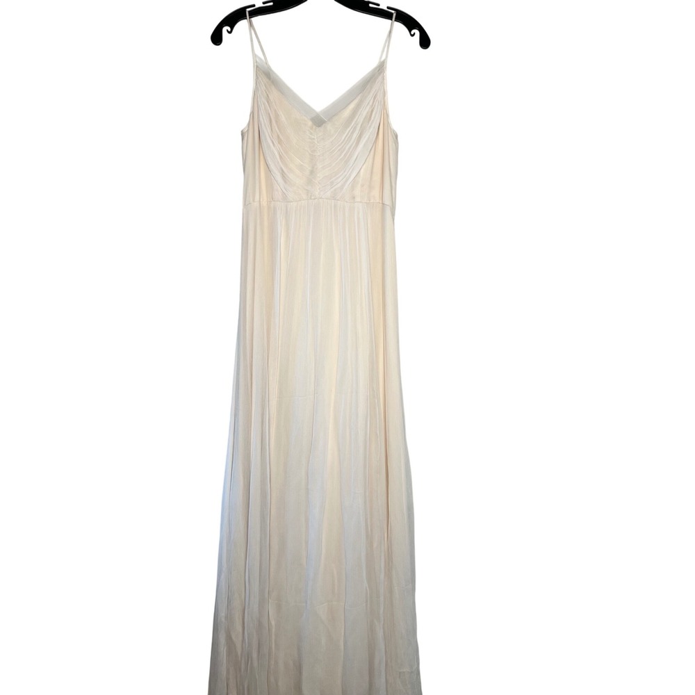 Saja Cream Pleated V-Neck Maxi Gown Ethereal Formal Wedding Guest Dress 8